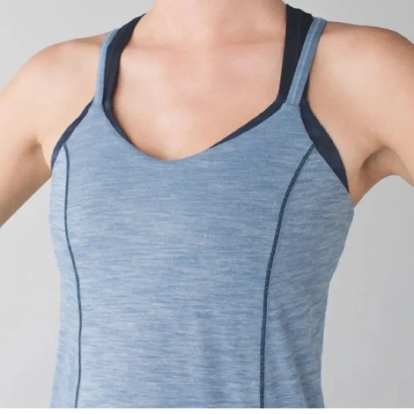 Lululemon run for gold tank heathered blue Sz4 - Picture 2 of 10